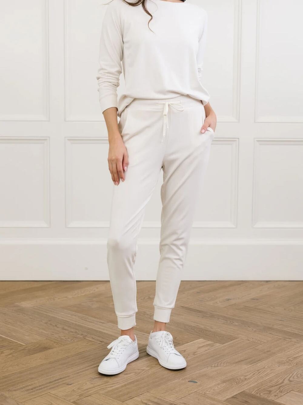Cozy Earth Women's Size XS Brushed Bamboo Jogger Pants Ivory White Loungewear
